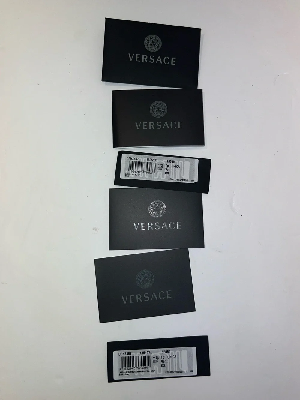 Versace Black & Gray Geometric Pattern Card Holder